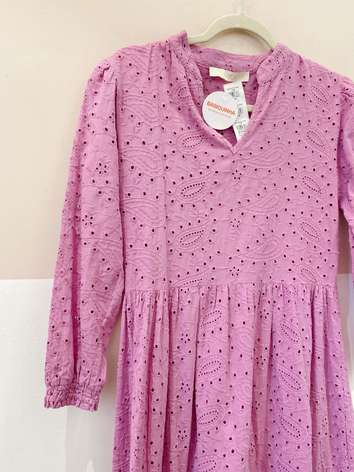 Vestido midi rosa laise Pura P