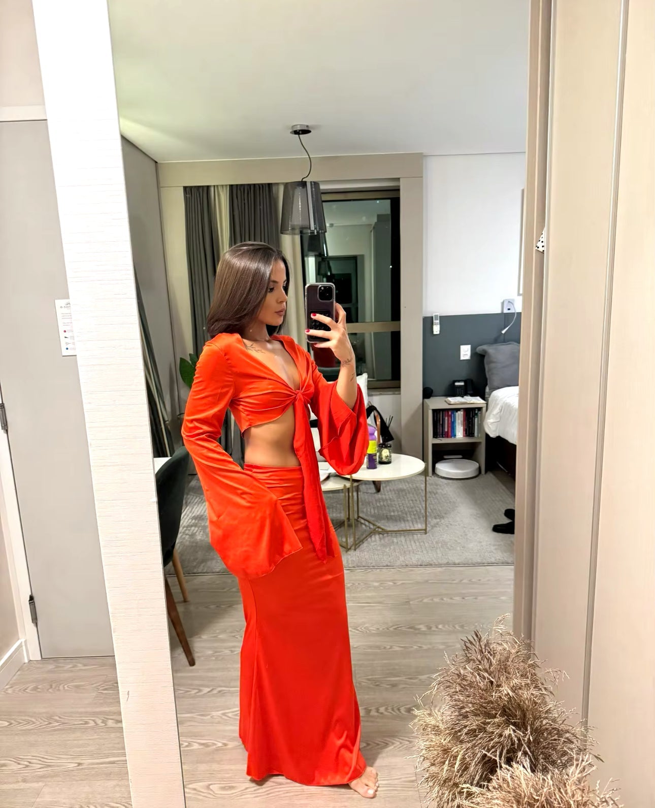 Conjunto Feminino Saia e Blusa Orange