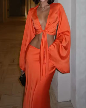Conjunto Feminino Saia e Blusa Orange