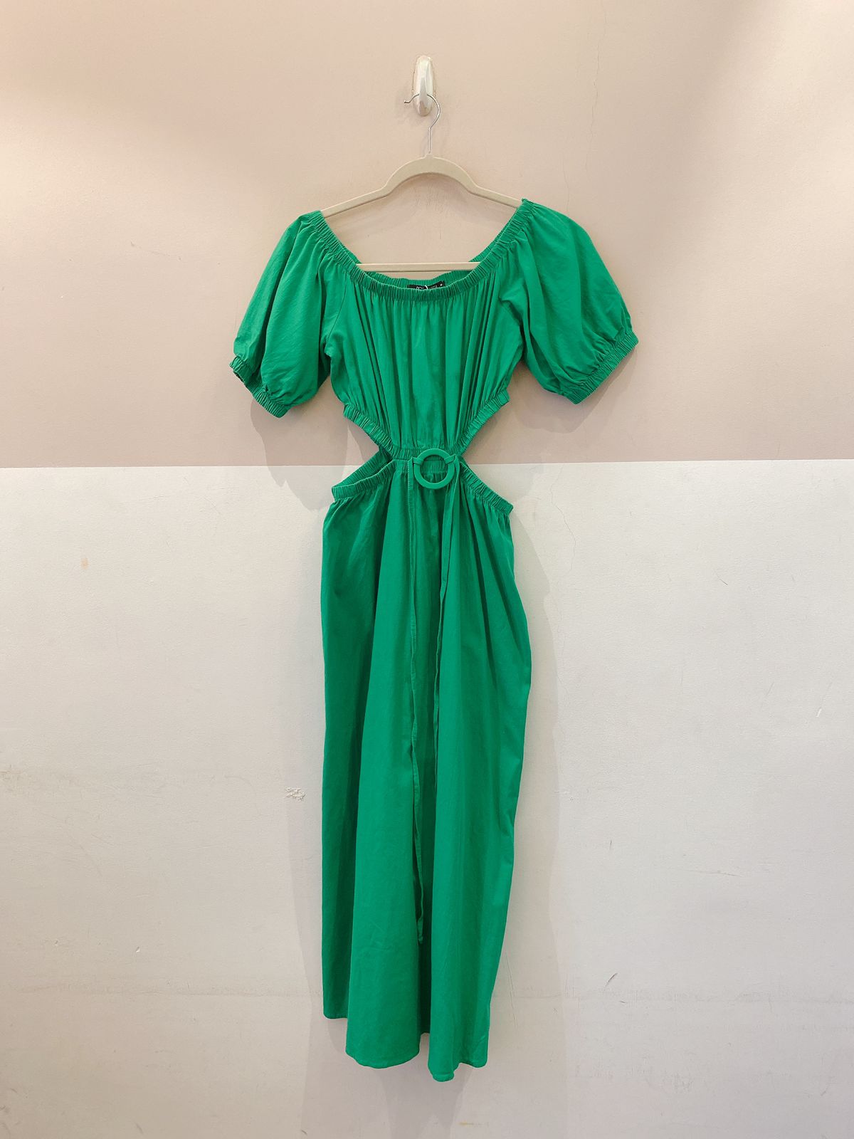 Vestido verde recortes Doce Trama M
