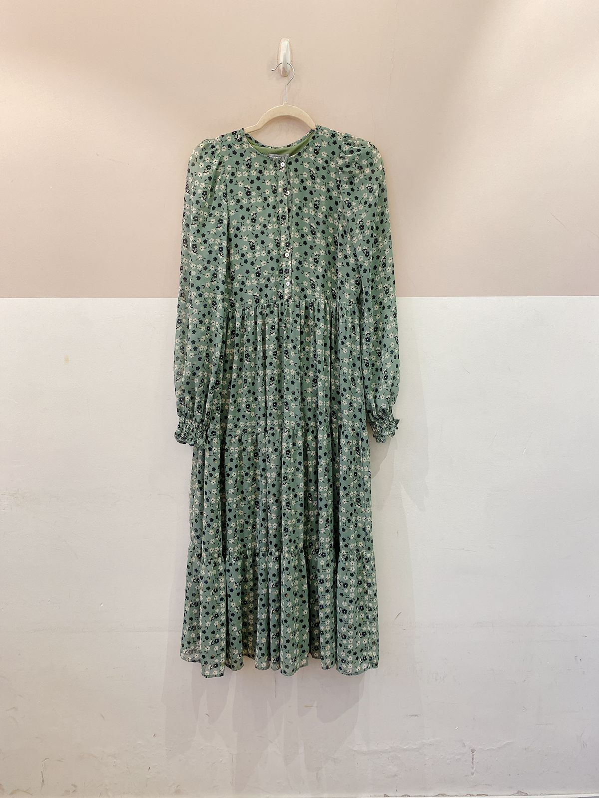 Vestido verde florido Neon Blush P
