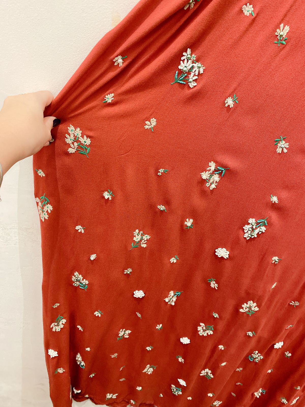 Vestido vermelho flores bordadas Denise Valadares P