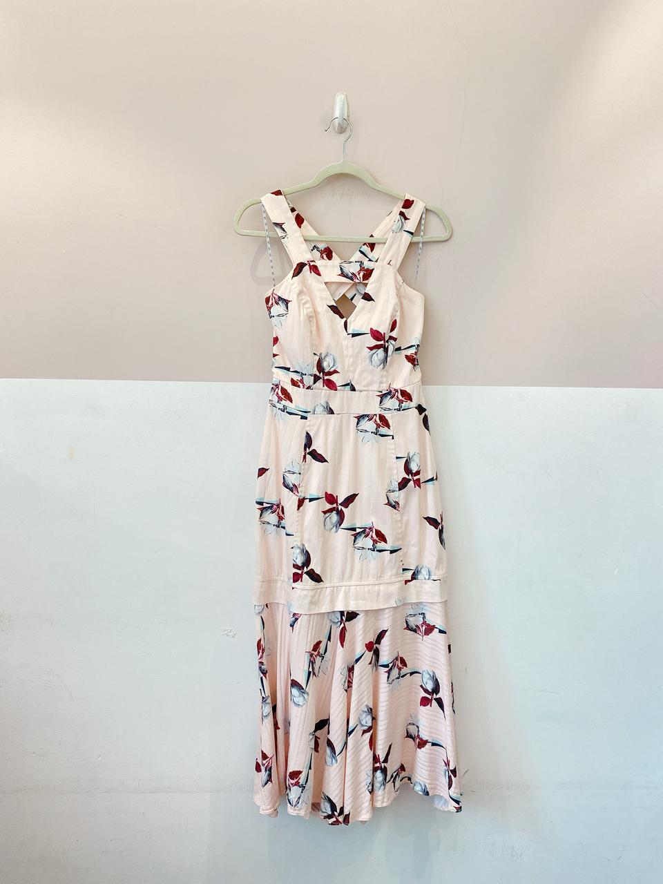 Vestido midi rosa floral Maria Filó Suíte P