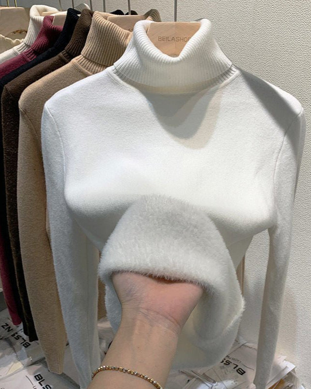 Suéter Feminino Peluciado Gola Alta